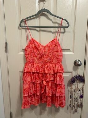 Olivaceous Coral-Peach Spaghetti Strap Dress